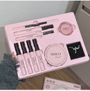 Kit de Maquiagem Multifuncional 9PC 4PC Batom Cremoso, 1 Pó Compacto, 1 Blush, 1 Delineador, 1 Máscara de Cílios, 1 Lápis de Sobrancelha Kit Cosmético Look de Câmera