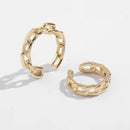 Brinco Falso de Metal Perfurado Único e Fashion, Cartilagem Circular Assimétrica, Joia Feminina