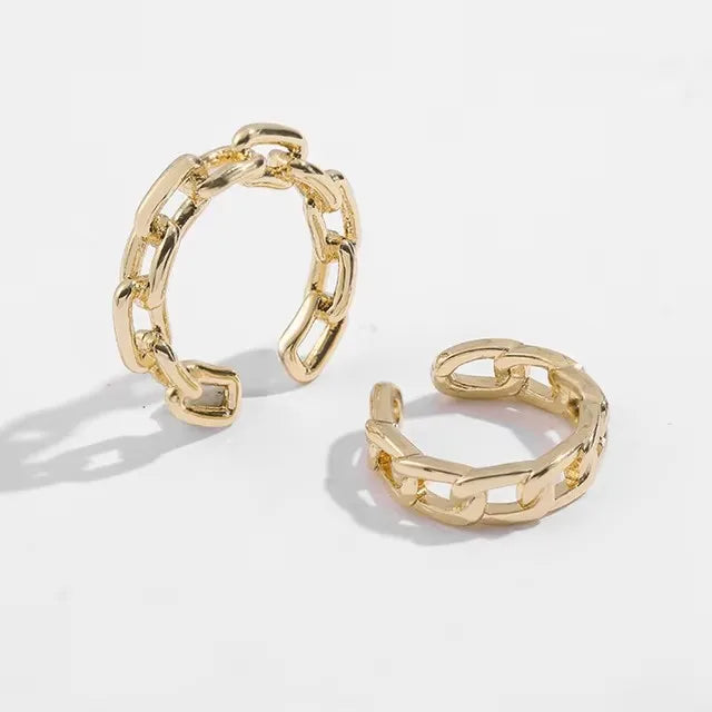 Brinco Falso de Metal Perfurado Único e Fashion, Cartilagem Circular Assimétrica, Joia Feminina