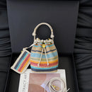 Conjunto de 2 Peças Bolsa Transversal Praia Bolsas de Ombro de Verão Coloridas de Palha