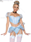 Fantasia para Mulheres Adultas Roupas de Festa Brincar Roleplay Cosplay Fantasia Sexy Uniforme Azul Princesa