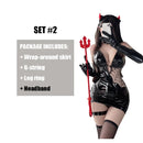 Fantasias Lingerie Sexy Bruxa Sedutora Mulher Aranha Cosplay Vestido Justo Bodycon de Couro Sintético Outfit com Meia