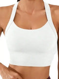 Conjunto esportivo com sutiã de costas bonitas, esportivo cruzado nas costas, sem bojo, tamanho ajustável e pode ser usado normalmente por baixo.