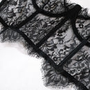 Conjunto de Lingerie Sexy Krasapt Bustier com Renda Floral, Sutiã e Calcinha Feminina, Roupa Íntima Transparente, Sem Forro, Renda Vazada