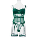 Conjunto de Lingerie de Malha de Luxo para Mulheres, Body Sem Costas, Conjunto de 3 Peças com Cinta-Liga, Vestidos Sensuais para Mulheres