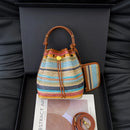 Conjunto de 2 Peças Bolsa Transversal Praia Bolsas de Ombro de Verão Coloridas de Palha