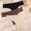 KIT 3 Peças Calcinhas Maillard Sem Costura Ultrafinas Calcinhas Brasileiras de Seda Gelada Sexy Tanga de Cintura Baixa Feminina Sólida