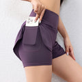 Shorts feminino de secagem rápida, cintura elástica, shorts esportivos ativos com bolsos