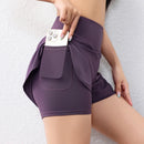 Shorts feminino de secagem rápida, cintura elástica, shorts esportivos ativos com bolsos