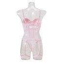 Conjunto de Lingerie de Malha de Luxo para Mulheres, Body Sem Costas, Conjunto de 3 Peças com Cinta-Liga, Vestidos Sensuais para Mulheres