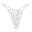 Calcinha Fio Dental Feminina de Cetim Sexy Sem Costura, Laço, Cintura Baixa, Fio Dental Único, Fundo de Algodão, Tanga T Back M-2XL