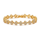 Conjunto de Joias Colar e Pulseira em Banho de Ouro 18K com Flor, para presente