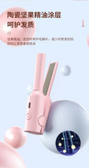 Prancha de Cabelo Portátil Mini Modelador, Alisamento e Estilização em Cerâmica Uso Duplo para Enrolar e Alisar