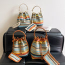 Conjunto de 2 Peças Bolsa Transversal Praia Bolsas de Ombro de Verão Coloridas de Palha