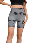 Calças de Fitness Femininas Sem Costura Tie Dye, Shorts Curtos Esportivos de Cintura Alta e Elevação de Quadril, Shorts Justo Sexy com Estampa de Pêssego