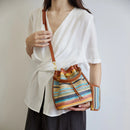 Conjunto de 2 Peças Bolsa Transversal Praia Bolsas de Ombro de Verão Coloridas de Palha