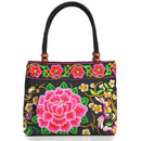 Bolsa de Ombro Feminina Bordada Pequenas Estilo Nacional Floral Bordado de Mão com Alça Superior Bordadas com Miçangas Bolsa com Aba