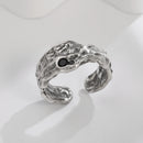 Anel de prata esterlina 925 com ágata natural que nunca desbota, estilo hip-hop, anel Unisex