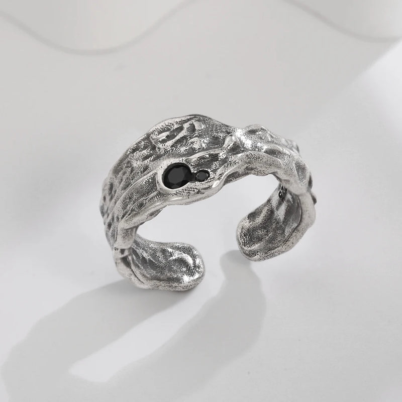 Anel de prata esterlina 925 com ágata natural que nunca desbota, estilo hip-hop, anel Unisex