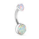 Anel de Umbigo de Titânio F136 com Três Garras 14g Cabeça Dupla Opala Joia Corporal de Piercing para Europa e Estados Unidos