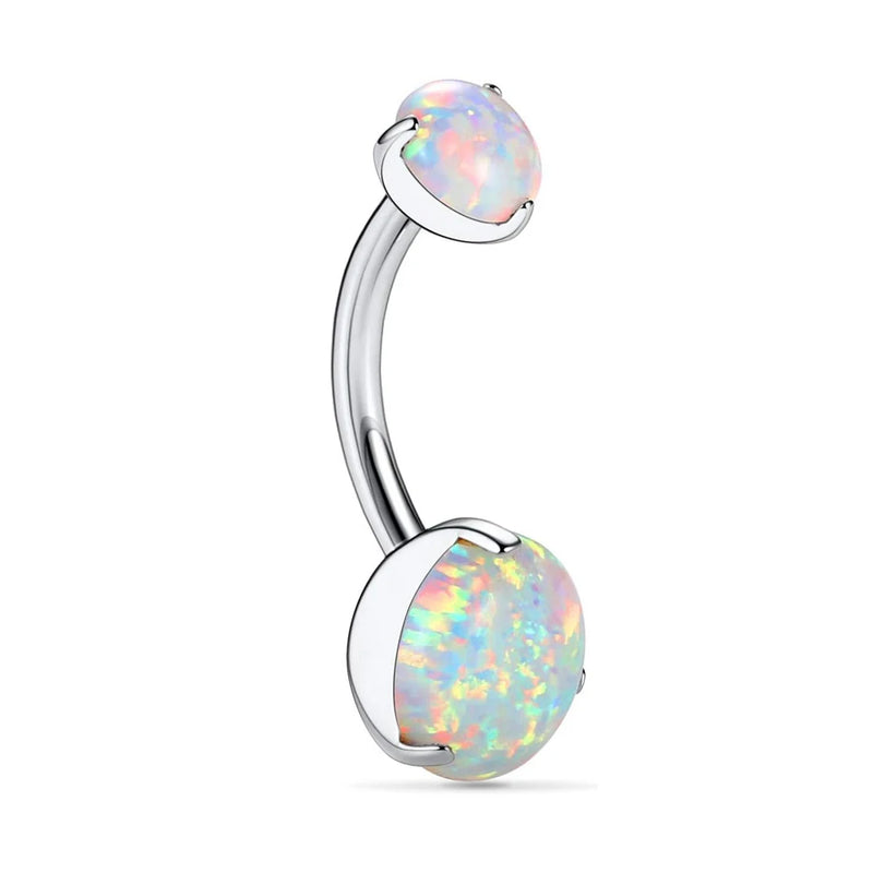 Anel de Umbigo de Titânio F136 com Três Garras 14g Cabeça Dupla Opala Joia Corporal de Piercing para Europa e Estados Unidos