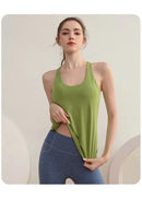 Conjunto de 2 Peças com Almofada no Peito, para Corrida e Treinamento, Top Esportivo Sem Mangas, com Costas Bonitas