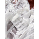 Conjunto de Camisola Ultra Sexy de Tule com Sutiã Decote V e Saia Aberta  Transparente Lingerie Kit de Luxo