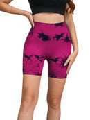 Calças de Fitness Femininas Sem Costura Tie Dye, Shorts Curtos Esportivos de Cintura Alta e Elevação de Quadril, Shorts Justo Sexy com Estampa de Pêssego