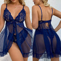 Conjunto Hot Fantasy de Mini Saia para Dormir com Sutiã de Decote V e Calcinha, Roupa Sexy Feminina, Pijama, Vestido de Noite com Fenda, Lingerie Transparente Doll