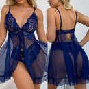 Conjunto Hot Fantasy de Mini Saia para Dormir com Sutiã de Decote V e Calcinha, Roupa Sexy Feminina, Pijama, Vestido de Noite com Fenda, Lingerie Transparente Doll