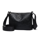 Bolsa Feminina com 3 Bolsos, Grande Capacidade, em Couro PU, Estampas Elegantes, Bolsa Transversal Simples Feminina