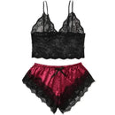 Roupa de dormir feminina Sexy de Renda Lingerie Sem Mangas Decote em V Babydoll Pijamas
