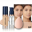 Conjunto de Maquiagem Facial BEAUTY GLAZED 3 Peças, Base Líquida Fosca à Prova d'Água de Longa Duração + Primer + Esponja