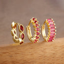 Conjunto de 3 Brincos de Argola com Zircônia , Simples, Redondos, Elegantes, Piercing Estético, Presente de Jóias