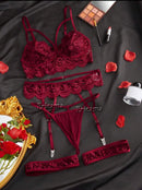 Conjunto de sutiã e calcinha erótica sexy de renda transparentes fio dental sexy,  lingerie sensual sofisticada de luxo