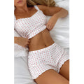 Pijamas Femininos Conjunto Sexy com Renda, Pijamas de Dormir, Tops Sem Mangas + Shorts