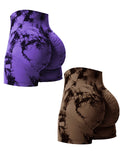 2UN Shorts de Ginástica Sexy Levanta Bumbum Tie Dye Feminino, Justos, Elásticos, Cintura Alta, Shorts Esportivos Casuais Sem Costura