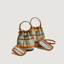 Conjunto de 2 Peças Bolsa Transversal Praia Bolsas de Ombro de Verão Coloridas de Palha