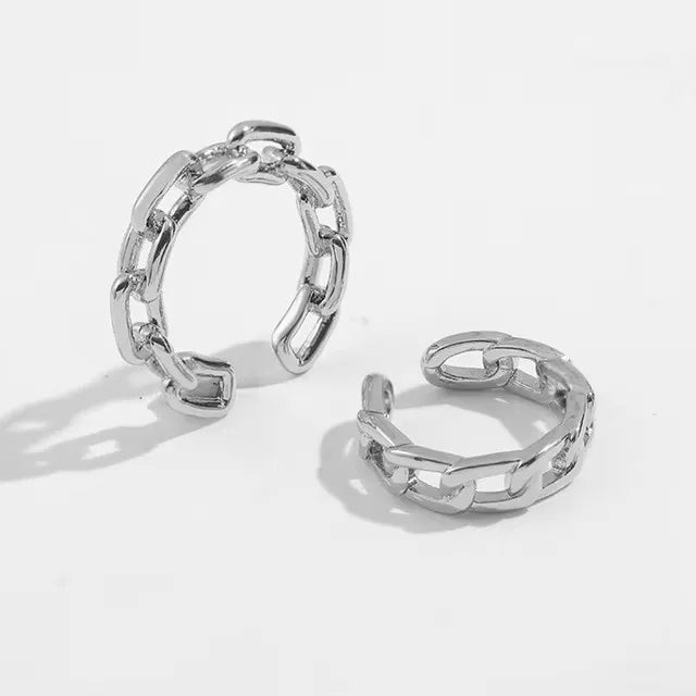 Brinco Falso de Metal Perfurado Único e Fashion, Cartilagem Circular Assimétrica, Joia Feminina