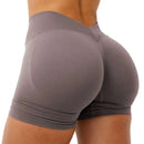 Shorts de Academia Feminino Cintura V Cintura Alta Roupas de Treino Fitness Yoga Corrida Levantamento de Glúteos Leggings