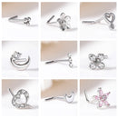 1PC Joia de Piercing de Nariz de Cobre para Mulheres Stud de Cristal com Flor, Olho, Opala, Coração e Lua Piercings Corporais