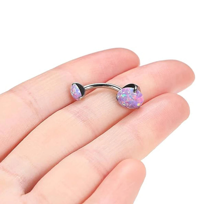 Anel de Umbigo de Titânio F136 com Três Garras 14g Cabeça Dupla Opala Joia Corporal de Piercing para Europa e Estados Unidos