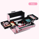 Maleta de Maquiagem Profissional com 4 Bandejas Ajustáveis, Estojo de Maquiagem com Trava e Compartimentos