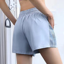 Shorts Feminino Cintura Alta Esporte Fitness 2 em 1 Secagem Rápida