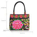 Bolsa de Ombro Feminina Bordada Pequenas Estilo Nacional Floral Bordado de Mão com Alça Superior Bordadas com Miçangas Bolsa com Aba
