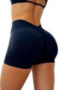 Shorts de Academia Feminino Cintura V Cintura Alta Roupas de Treino Fitness Yoga Corrida Levantamento de Glúteos Leggings