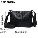 Bolsa Feminina com 3 Bolsos, Grande Capacidade, em Couro PU, Estampas Elegantes, Bolsa Transversal Simples Feminina