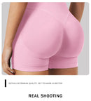 Shorts de verão femininos de cintura baixa, sem costura, shorts de academia, shorts de yoga, shorts de corrida e shorts de treino ciclismo de alta elasticidade