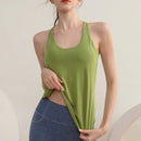 Conjunto de 2 Peças com Almofada no Peito, para Corrida e Treinamento, Top Esportivo Sem Mangas, com Costas Bonitas