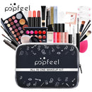 Kit de Maquiagem Mulheres e Adolescentes Sombra de Olhos Nude, Base, Primer, Pincel, Gloss Labial Nude